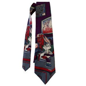 Bugs Bunny Looney Tunes Men's Tie Computer Nerd 1990's